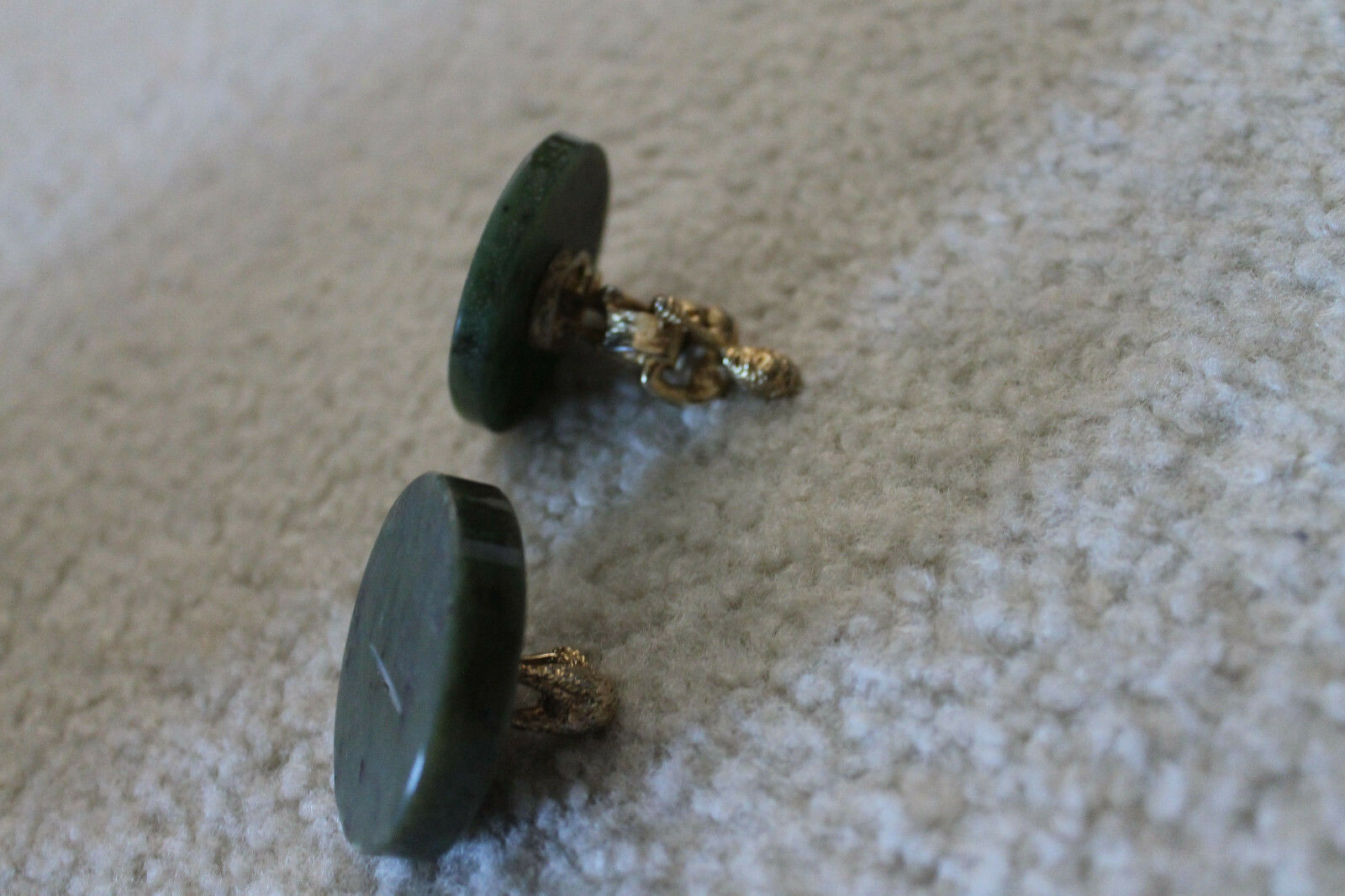 Very neat two Small metal statues with Jade bases