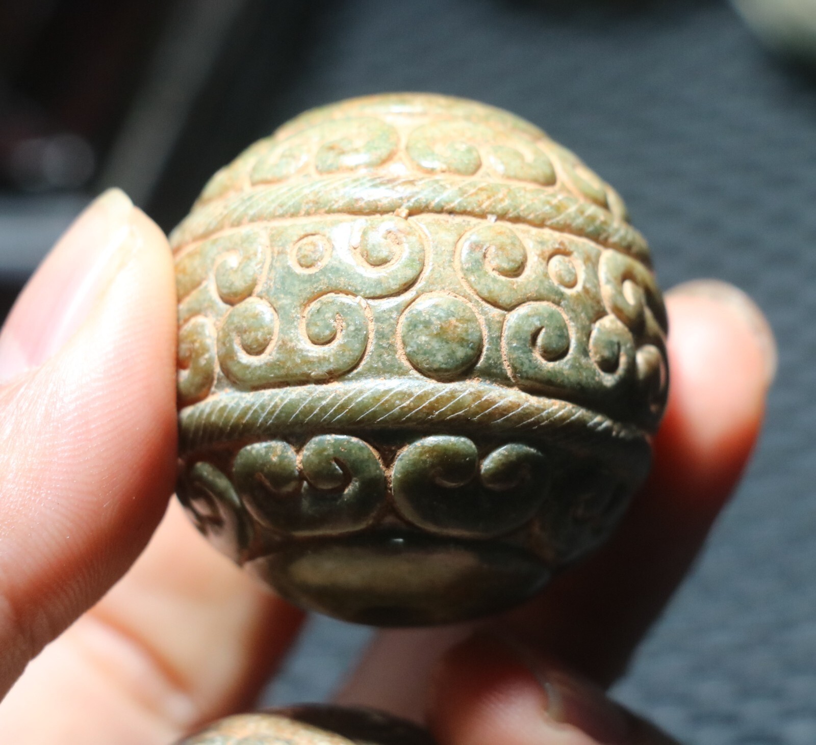 A Pair Exquisite Chinese Hetian Old JADE Linking Fortune Large Ball Sphere 40MMs