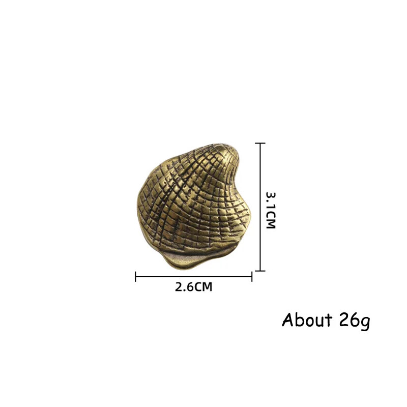 Antique Brass Solid Pocket Seashell Miniature Figurines Desk Ornament Copper