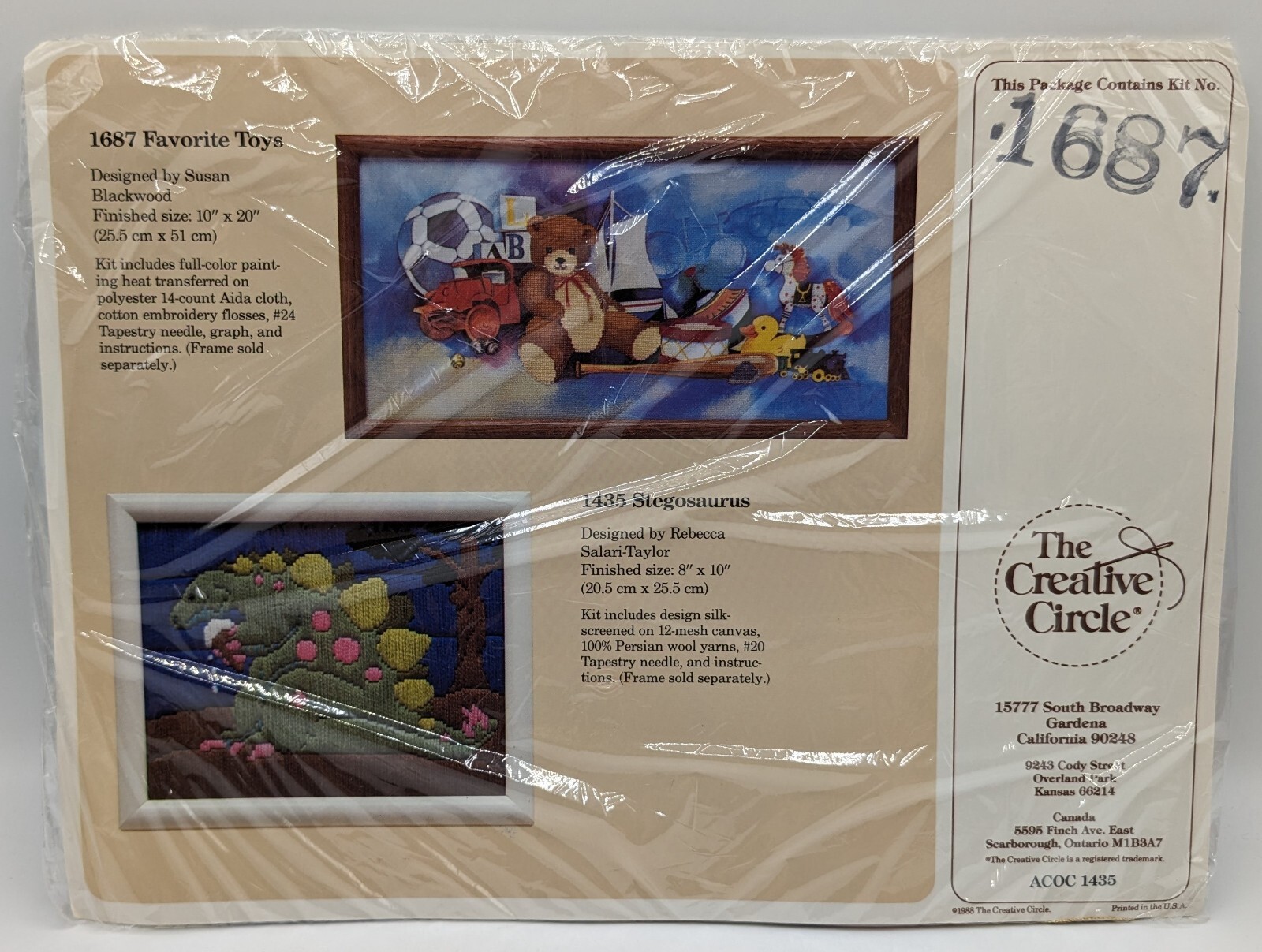Kids Favorite Toys 1988 The Creative Circle Cross Stitch Sewing Kit