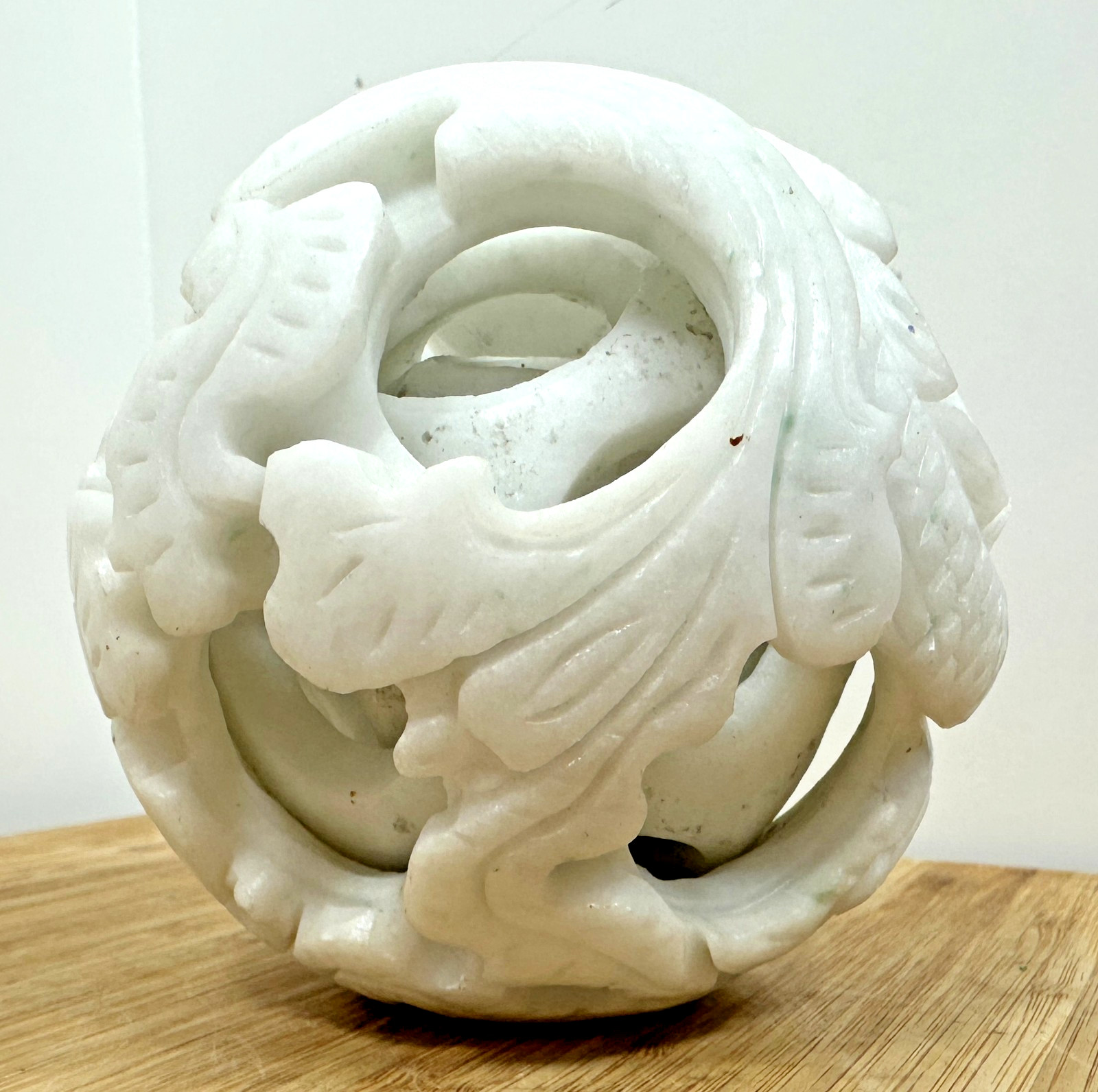 Hand carved Chinese Soapstone Puzzle 4 Layer Carved Layer Sphere