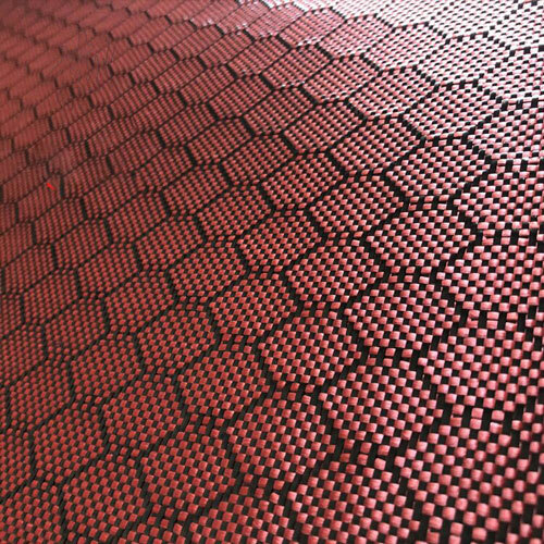 3K red+black Aramid Carbon Fiber fabric cloth Hexagonal Jacquard Weave 100*100cm
