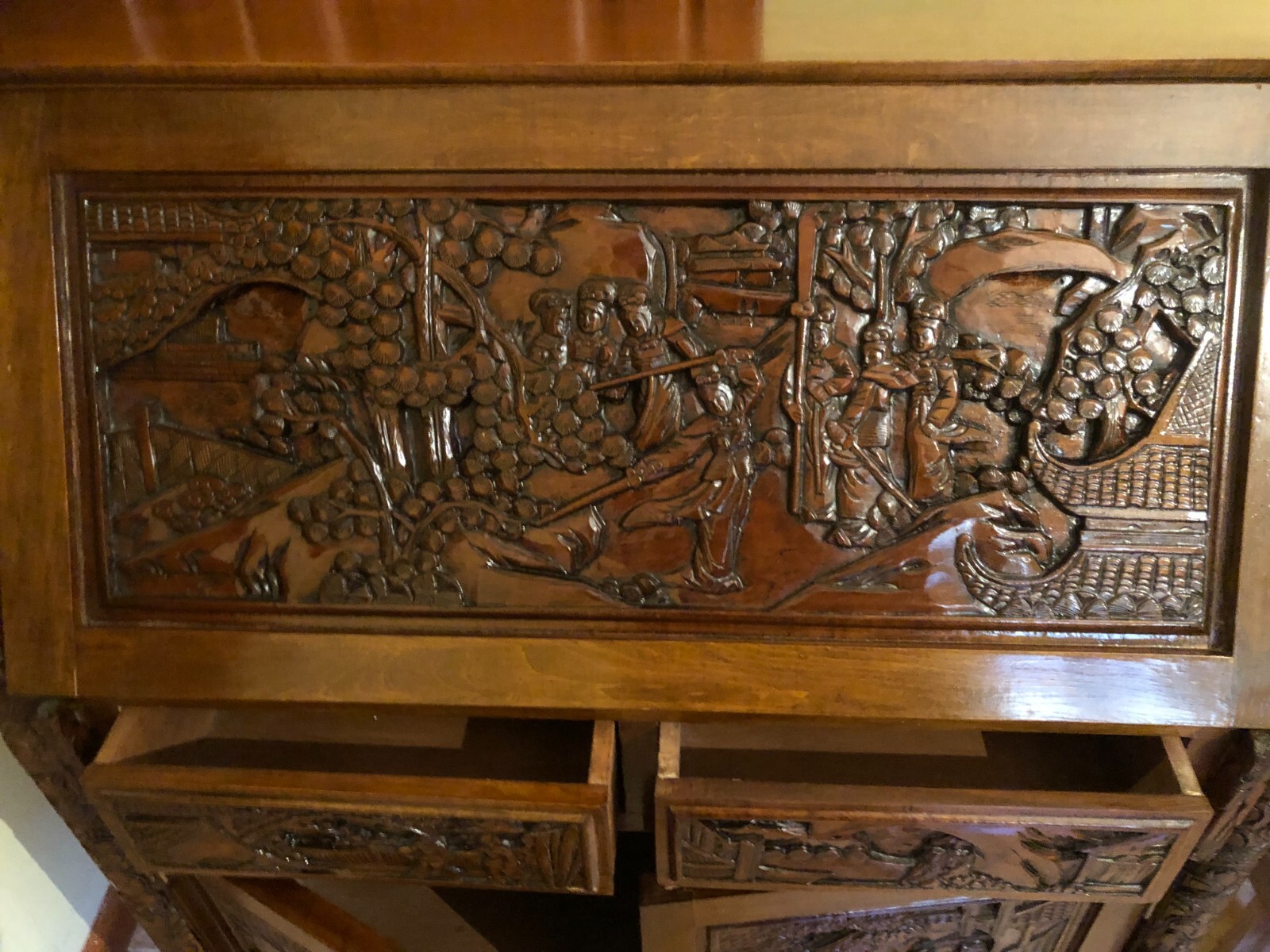 Chinese “Dynasty” Office furniture set . Desk & Chair solid wood hand carved