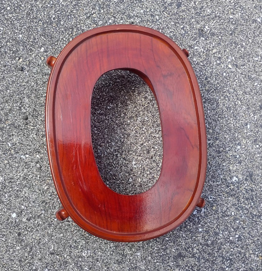 Carved Wood Plant Stand Display Brown Vase Fish Bowl Rosewood Oriental 14 x 10″
