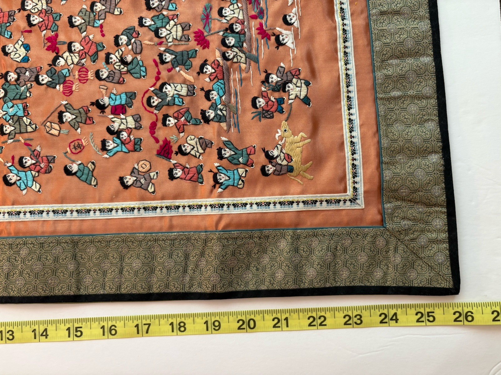 Vintage (2) Chinese Silk Embroidery Tapestry 100 Children Playing Wall Art Decor