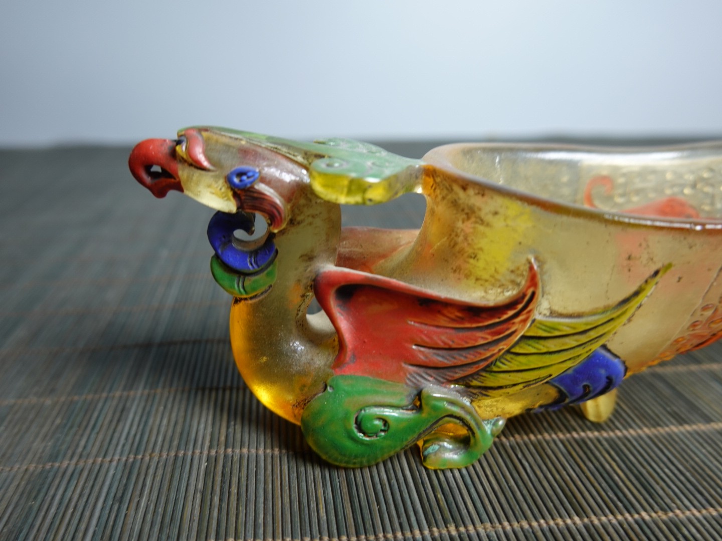 6.3″ Collect China Coloured Glaze Painted Phoenix-shaped Gong Wine Vessel Cup