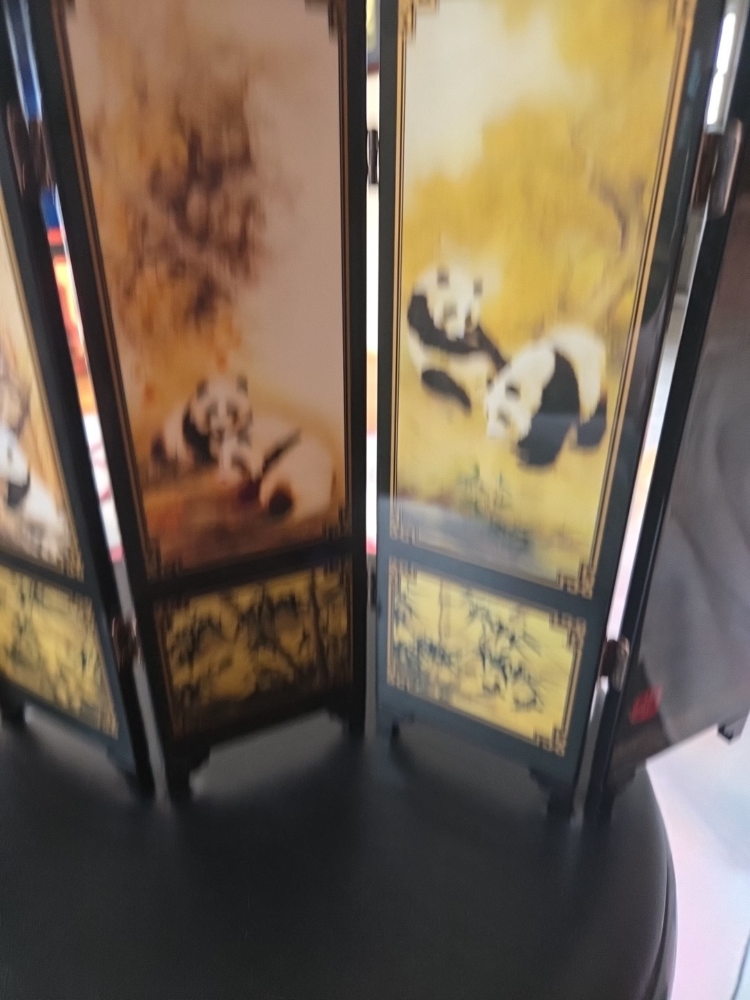 Chinese Giant Panda Table Top 6 Panel Folding Screen/Decor Beautiful! 9.5×18