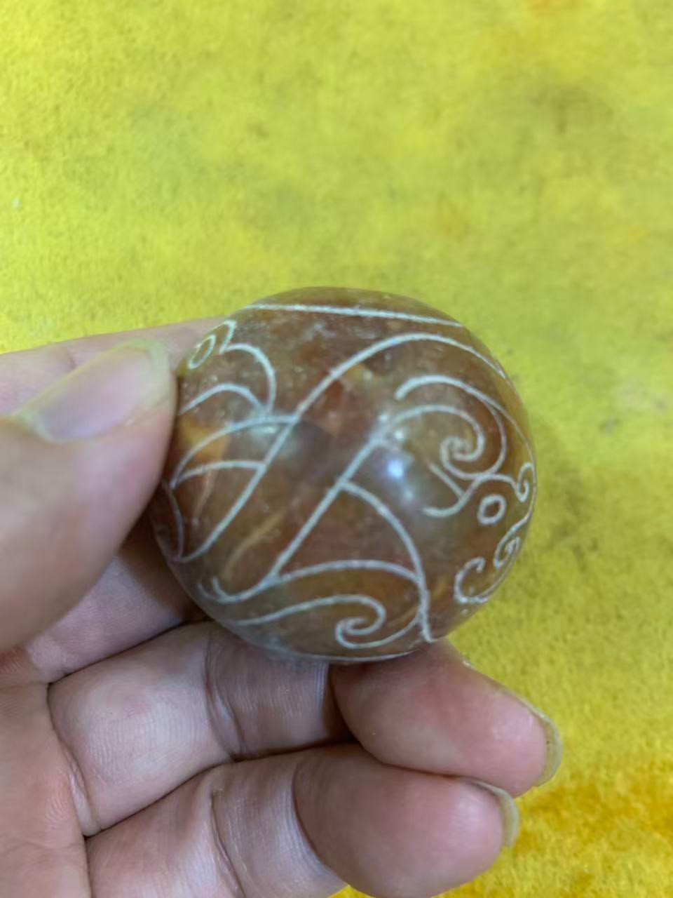 Excellent Rare Large Chinese Old Jade Hand Carved *Dragon/Phoenix* 40mm Bead