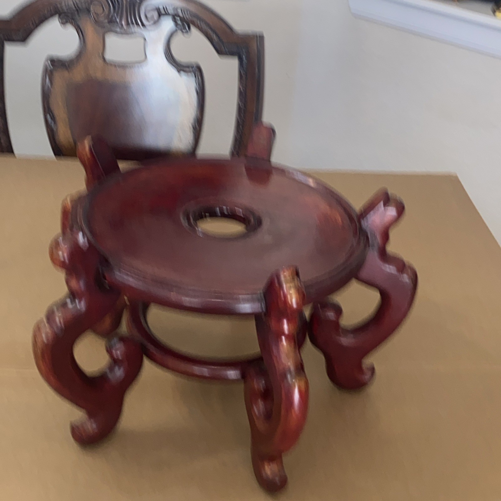 Antique Chinese Carved Rosewood Display Stand Base Vase Heavy And Well Crafted