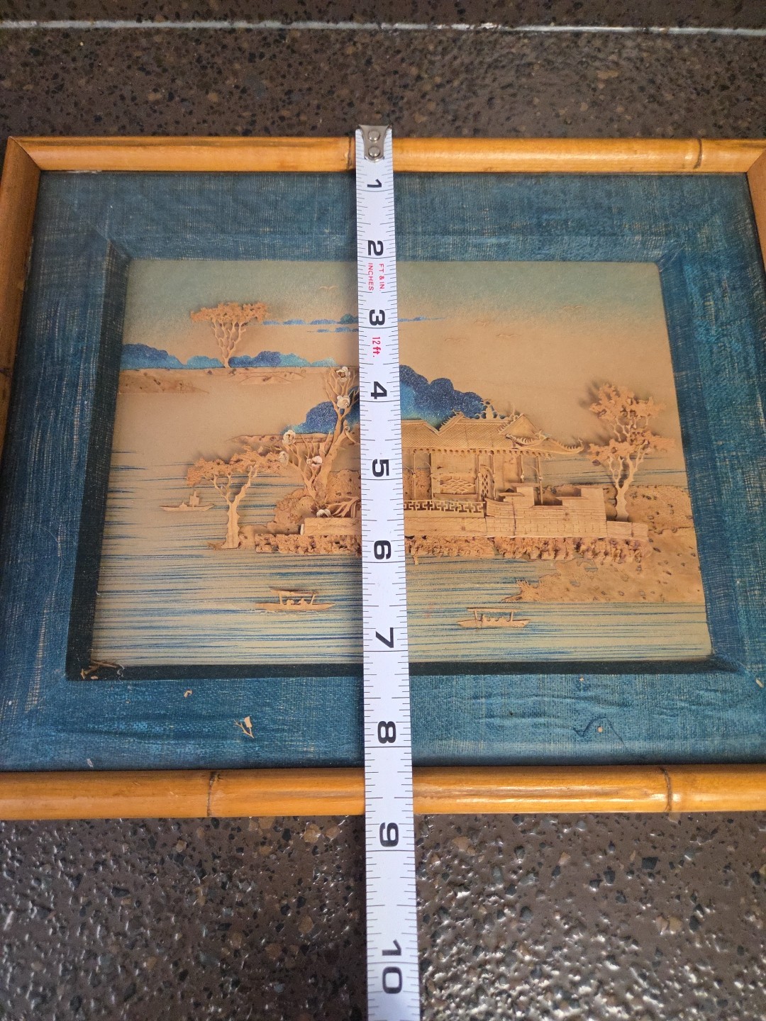 Set of 2 Vintage Asian Cork Art Diorama 3D Shadow Box Wall Art-see Photos