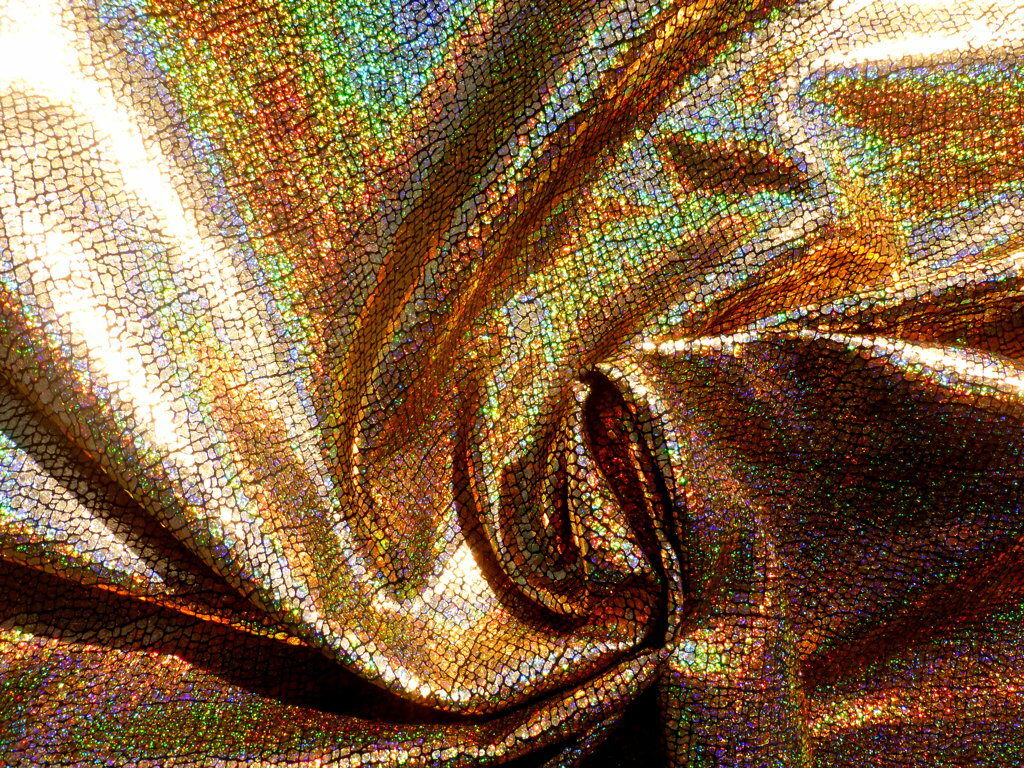 Pigskin leather hide Holographic Metallic Rainbow Gold Crackle Texture 2 oz