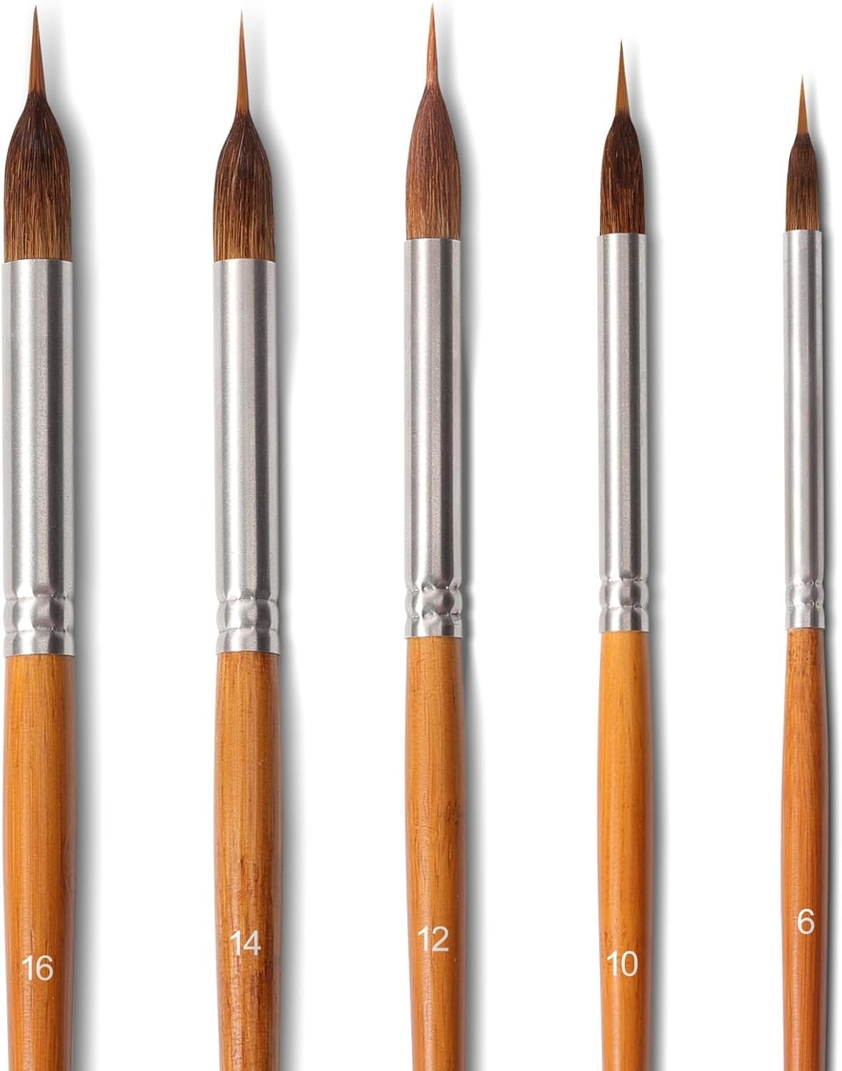 Professional Watercolor Brushes – 5Pcs Extra Long Needle Point Detail Brushes