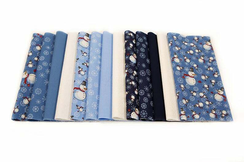 96 Pc Snowman & Snowflake pre-cut charm pack 5″ squares 100% cotton fabric quilt