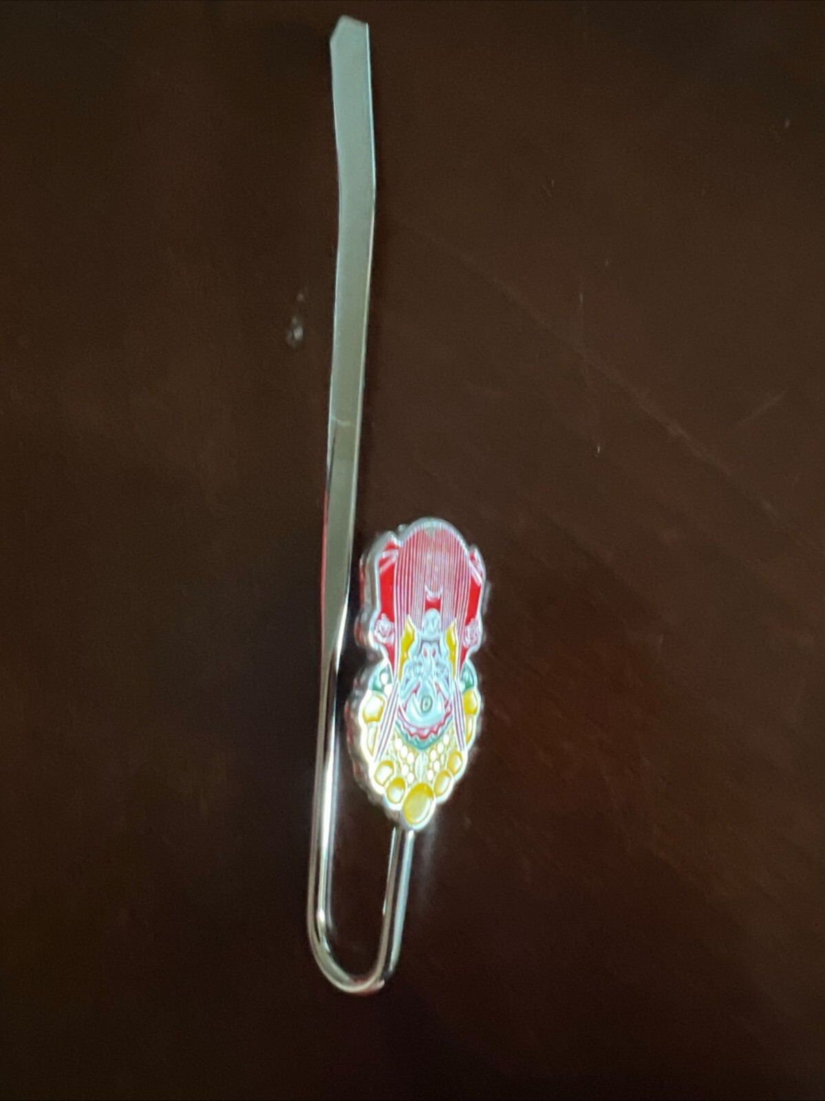 Chinese Peking Opera Mask 2 Bookmark Set Gold Metal & Enamel