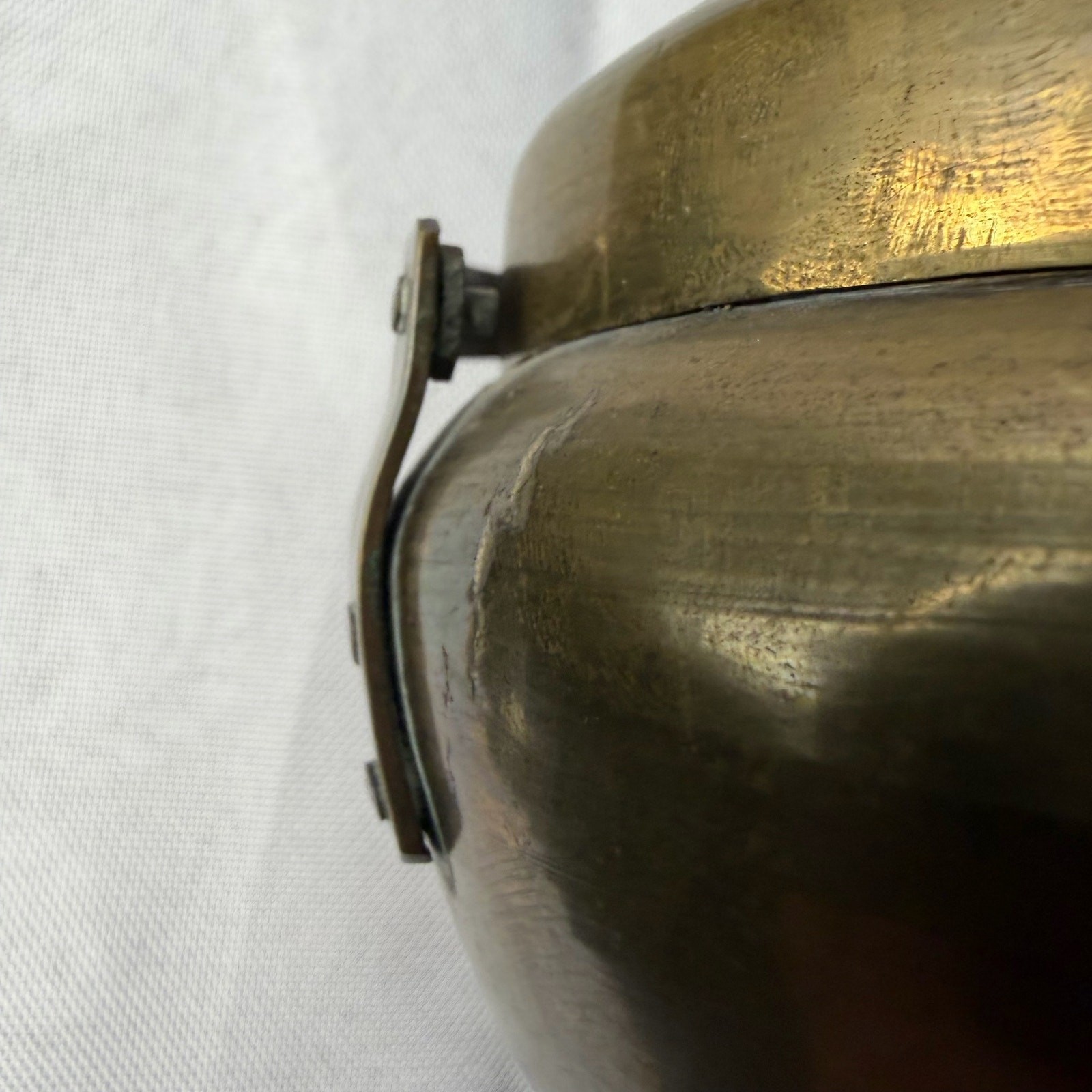 VTG Chinese Brass Xiulu Hand Warmer Pierced Pomegranate Lid Incense Holder Gift
