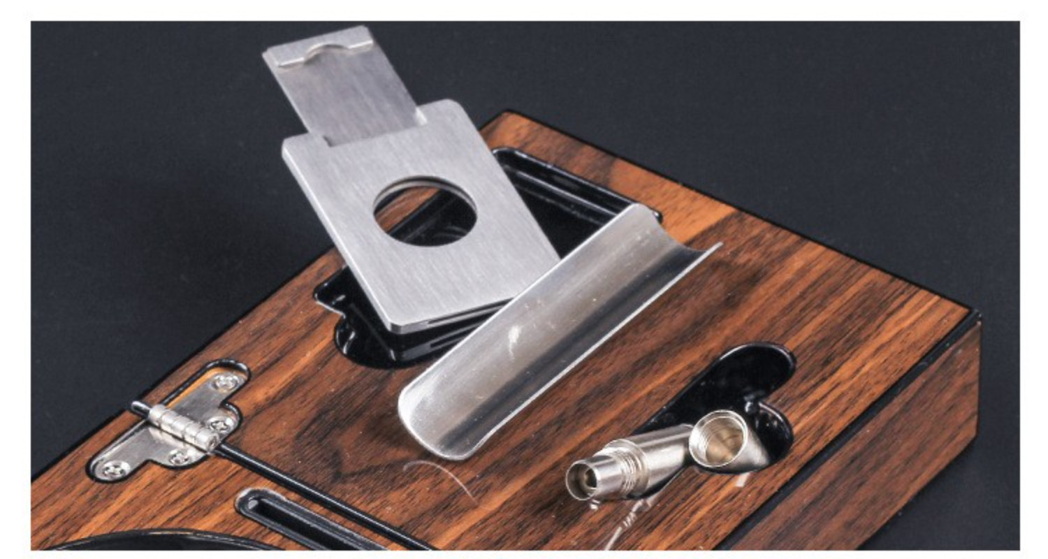 Wood Ashtray With Metal Rests Two Slot Large Home Ashtray
