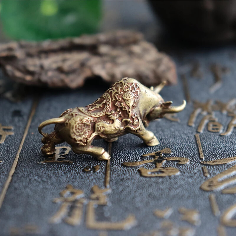 Brass Key Ring Pendant Vintage Copper LuckKeychain Charm Chinese Decor