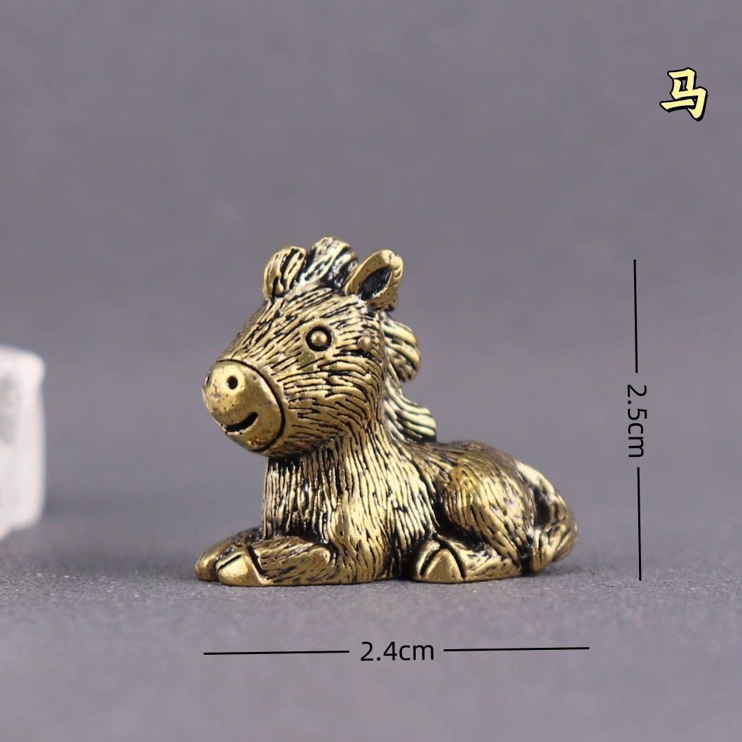 12 pcs Brass Chinese Zodiac Ornament Set Pure Copper 12 Animal Craft Decor