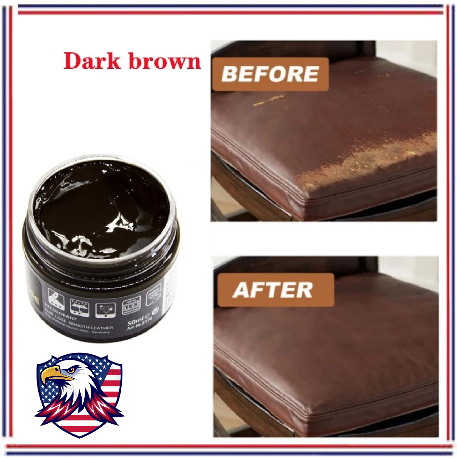 Leather Repair Filler Cream Kit Restore Sofa Car Seat Scratch Scuffs Dark Brown