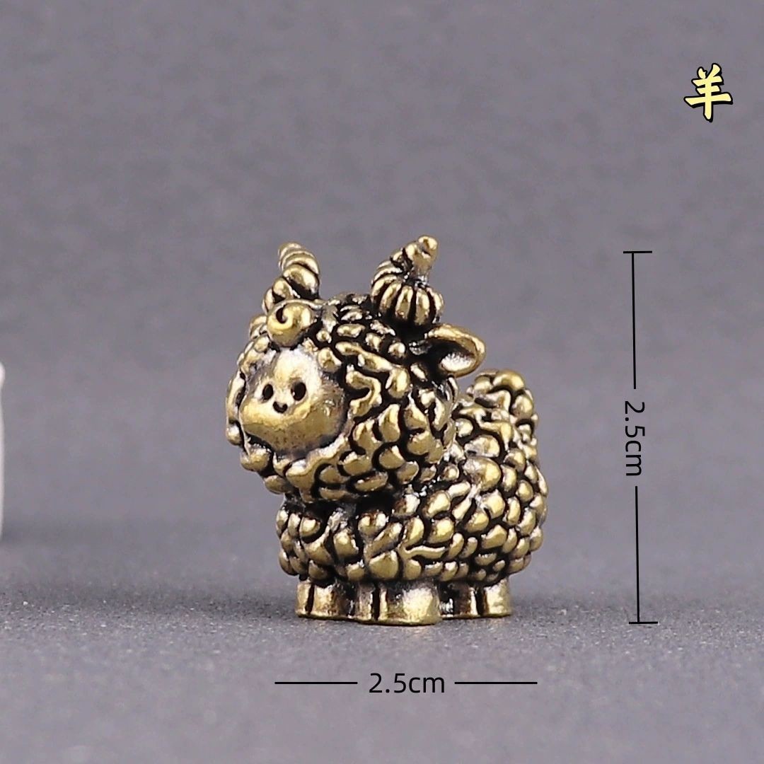 12 pcs Brass Chinese Zodiac Ornament Set Pure Copper 12 Animal Craft Decor
