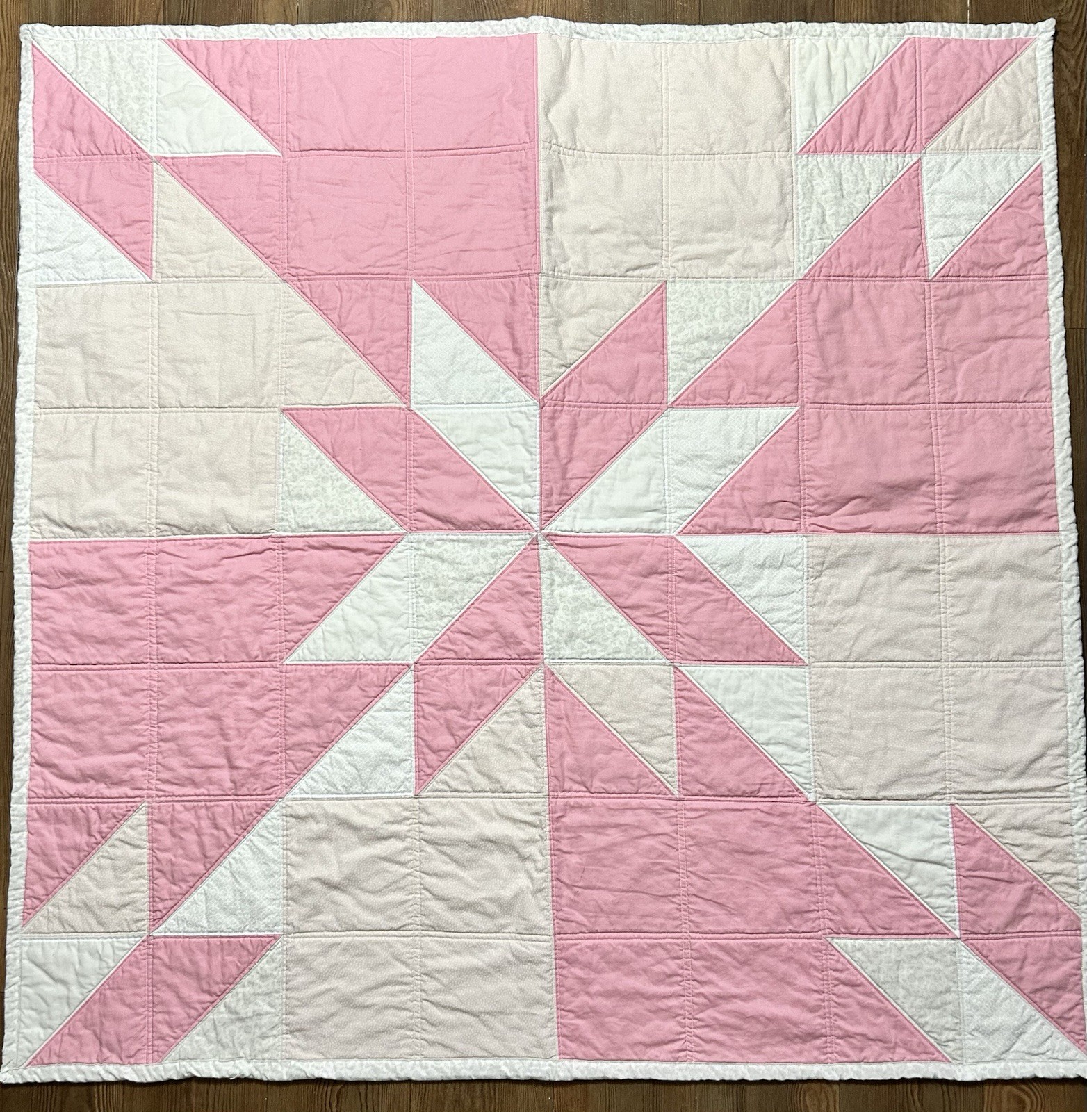 Handmade Pink & White Hunter’s Star Lap Quilt