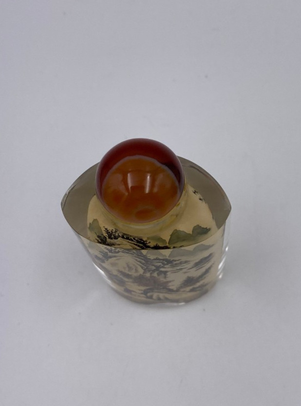 Vintage 3.75″ Reverse Painted Glass Chinese Snuff Bottle