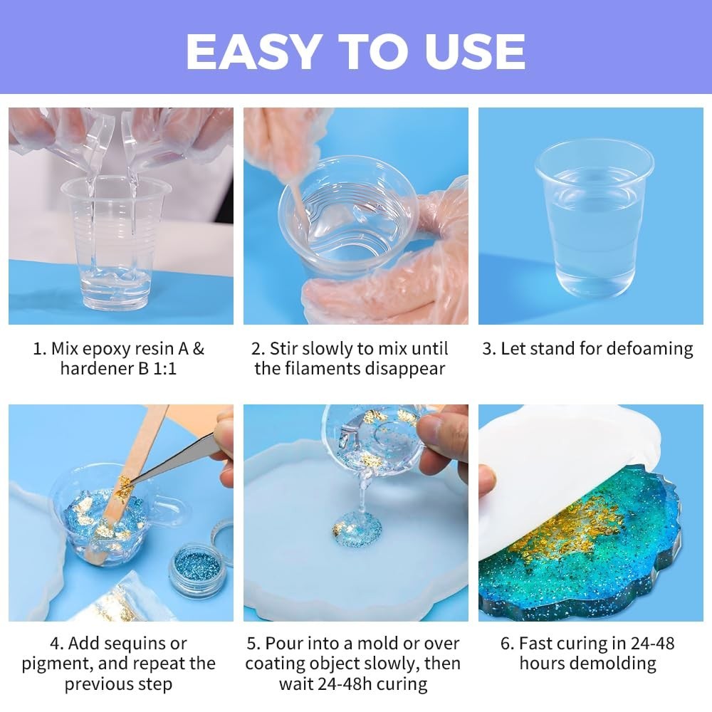 Crystal Clear Epoxy Resin Kit – 8 Oz (with Tools)