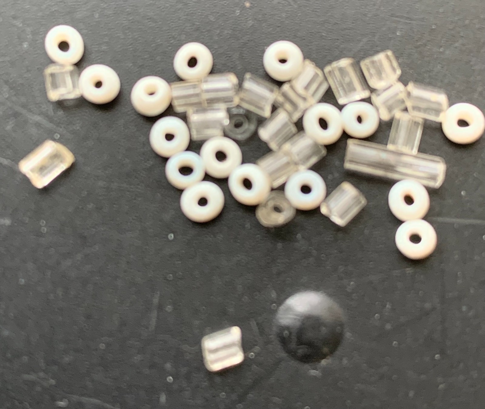 Round Seed Loose Beads Center Hole White & Clear Jewelry Crafting 12.4oz