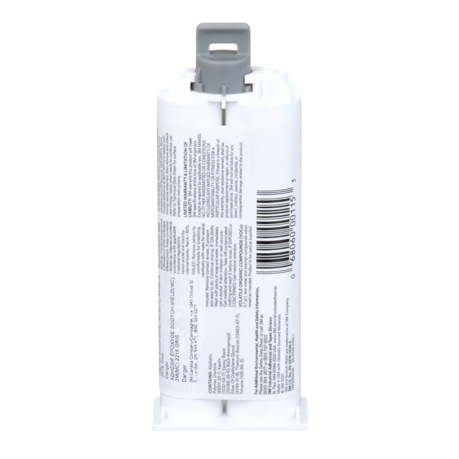 3M Scotch-Weld Epoxy Adhesive DP2216, Gray, 41.5 mL Duo-Pak