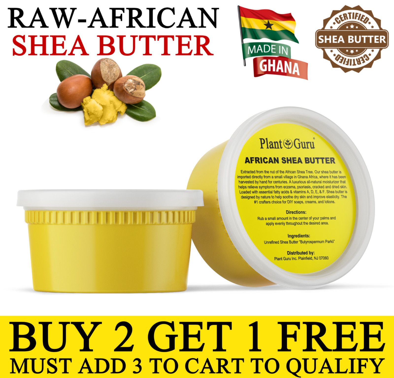 Raw African Shea Butter 12 oz. 100% Pure Organic Unrefined Natural From Ghana
