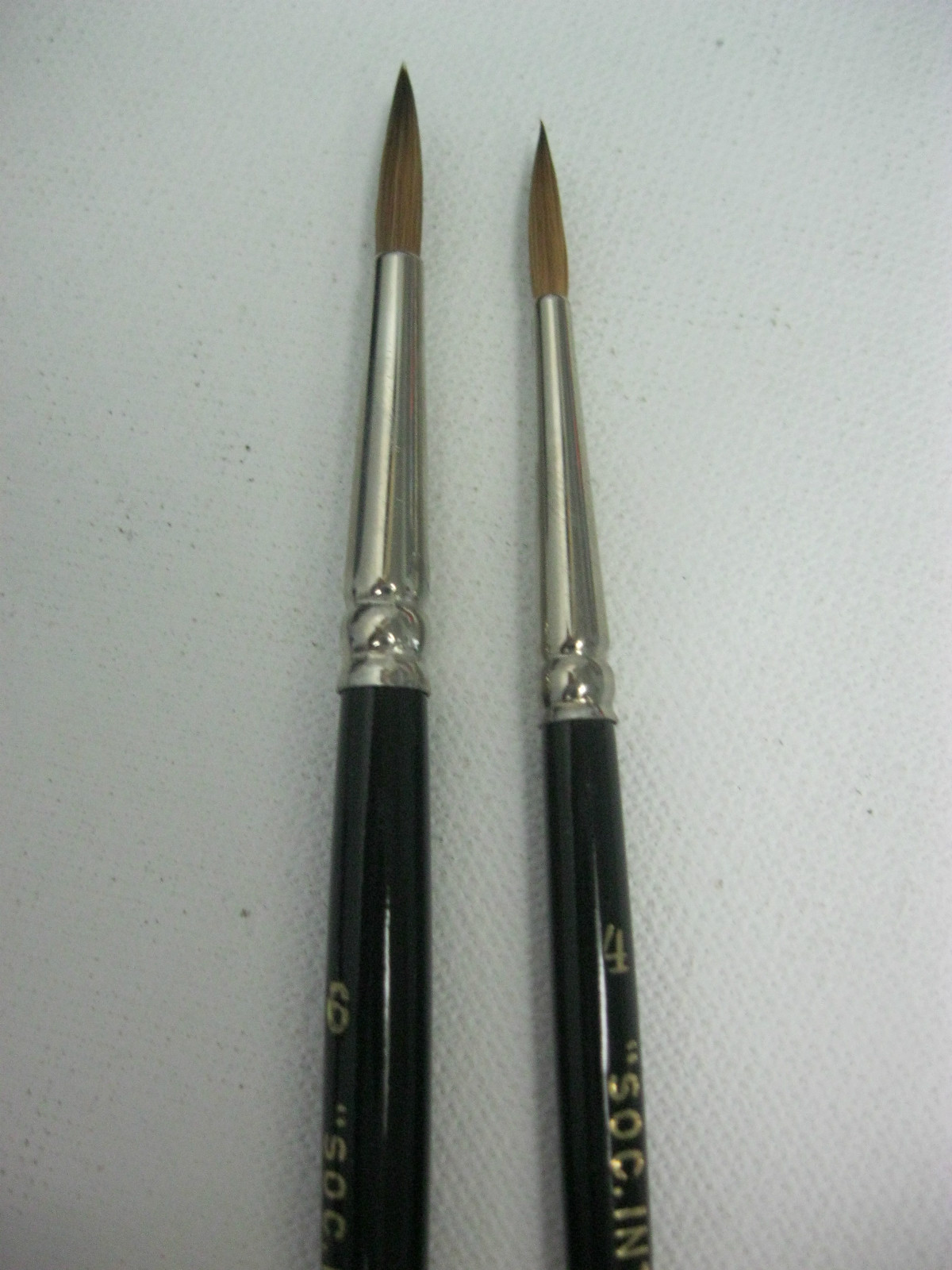 2-Kolinsky Red Sable Artist Quality Watercolor Brush Set Sizes #4 & #6