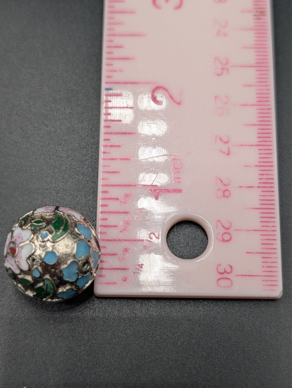 Assortment of Vintage Chinese Cloisonne Floral Design Silver Tone Beads – 40 pc