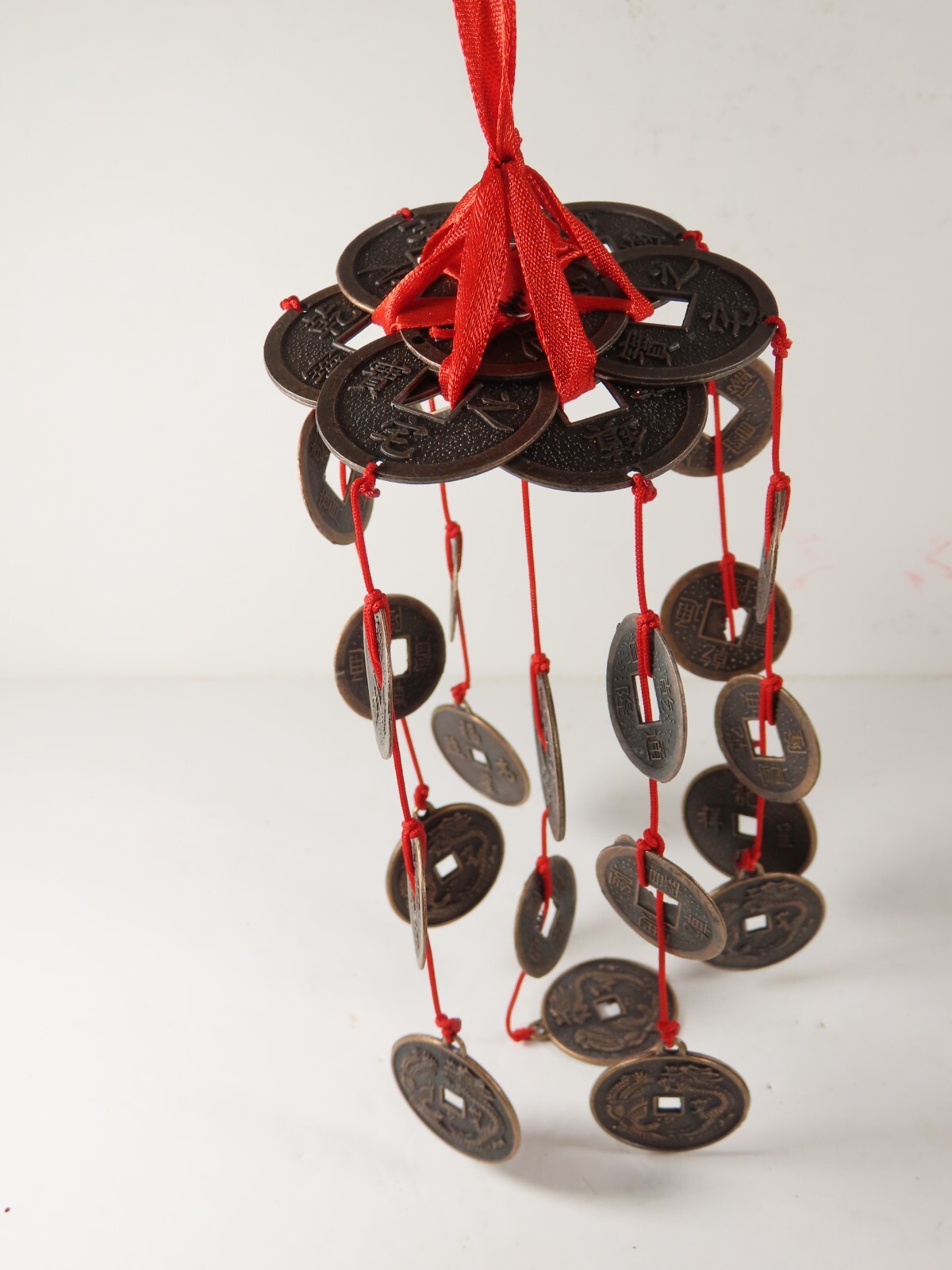 Chinese New Year Ornament Wind Chime Christmas Red Vintage C5936