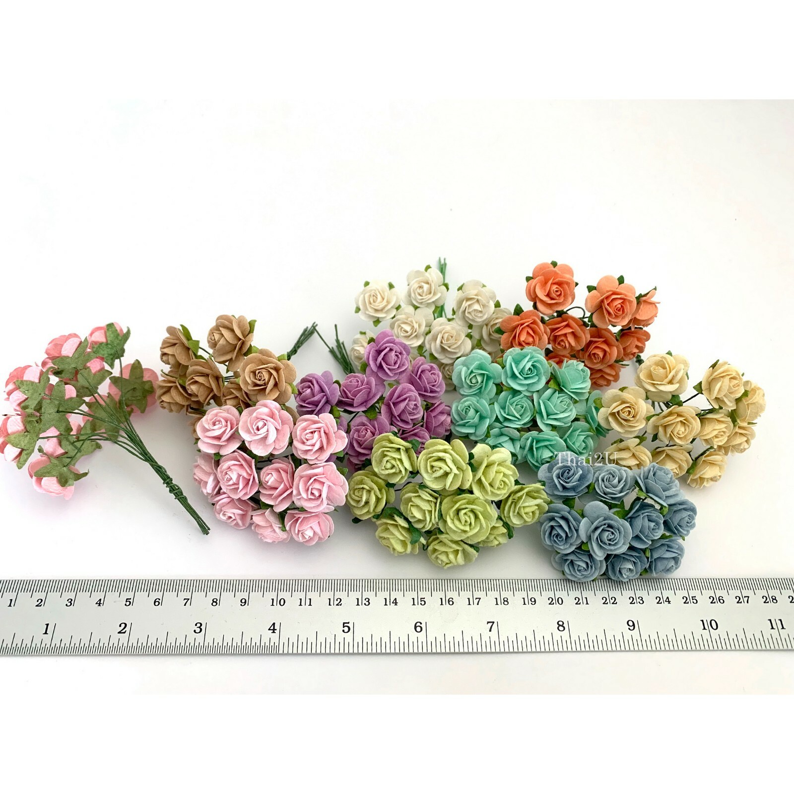 3/4″ or 2cm Open Roses Pastel Mulberry Paper Flower Wedding Scrapbook Crafts R3