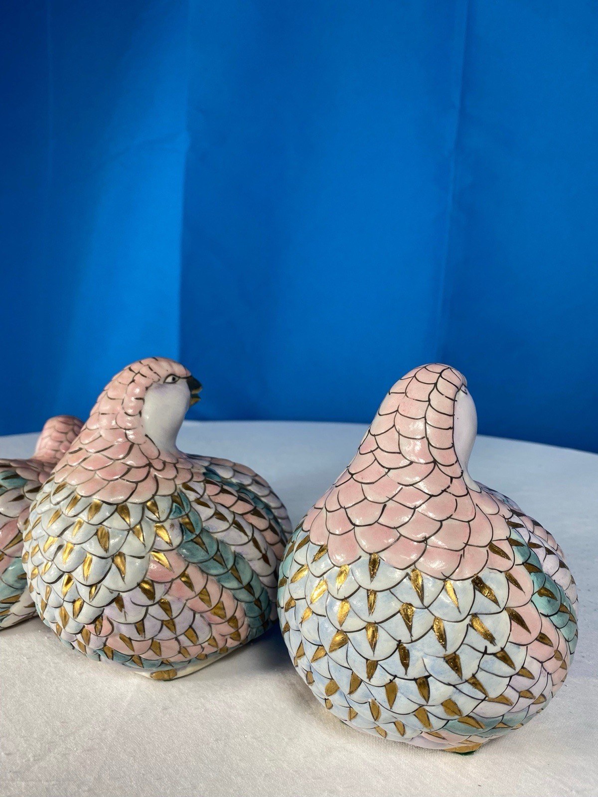 Collection Of Vintage H.F.P Macau Ceramic Love Birds Doves Chinese Porcelain