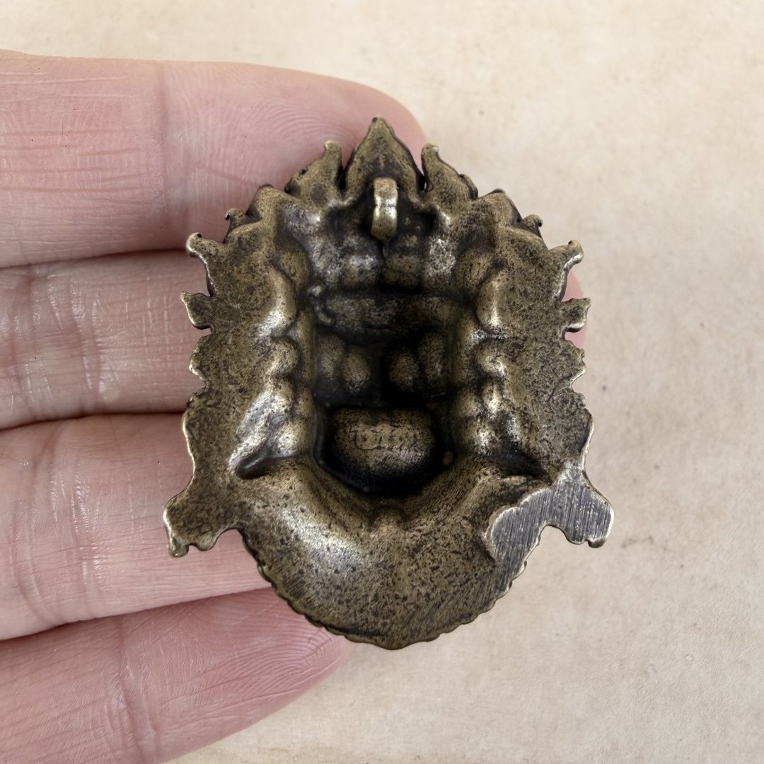 Tibetan Copper Mahakala Head Pendant Vintage Antique Style