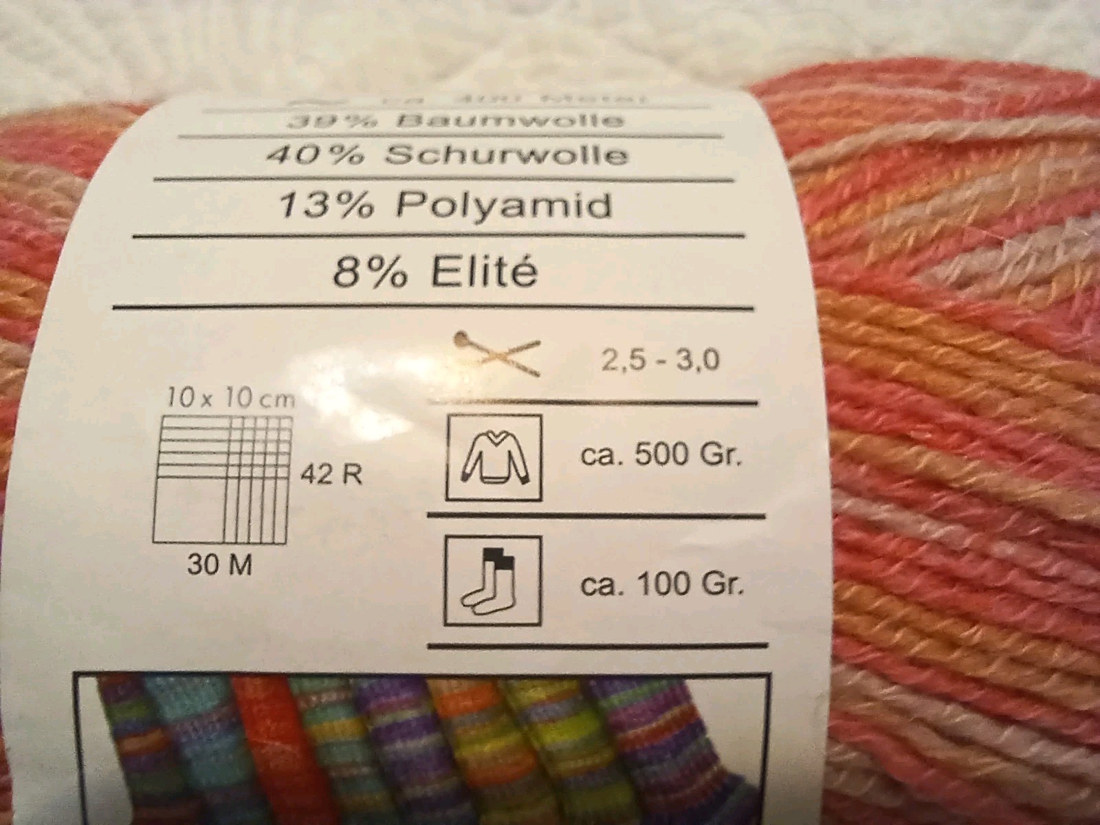 OnLine Supersocke 100 Summer Stretch Striping Yarn Wool-Cotton 2 Sks Blue & Cora