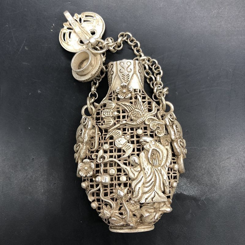 Vintage Alloy Sachet 3.35in Openwork God of Longevity Antique Collectible