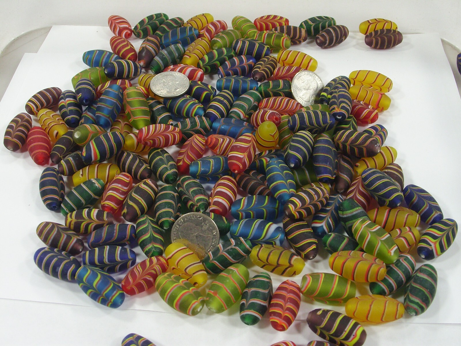 2 Pounds Assorted Feather (14mm x 27mm) India Handmade Glass Beads (GP-25B) ⭐