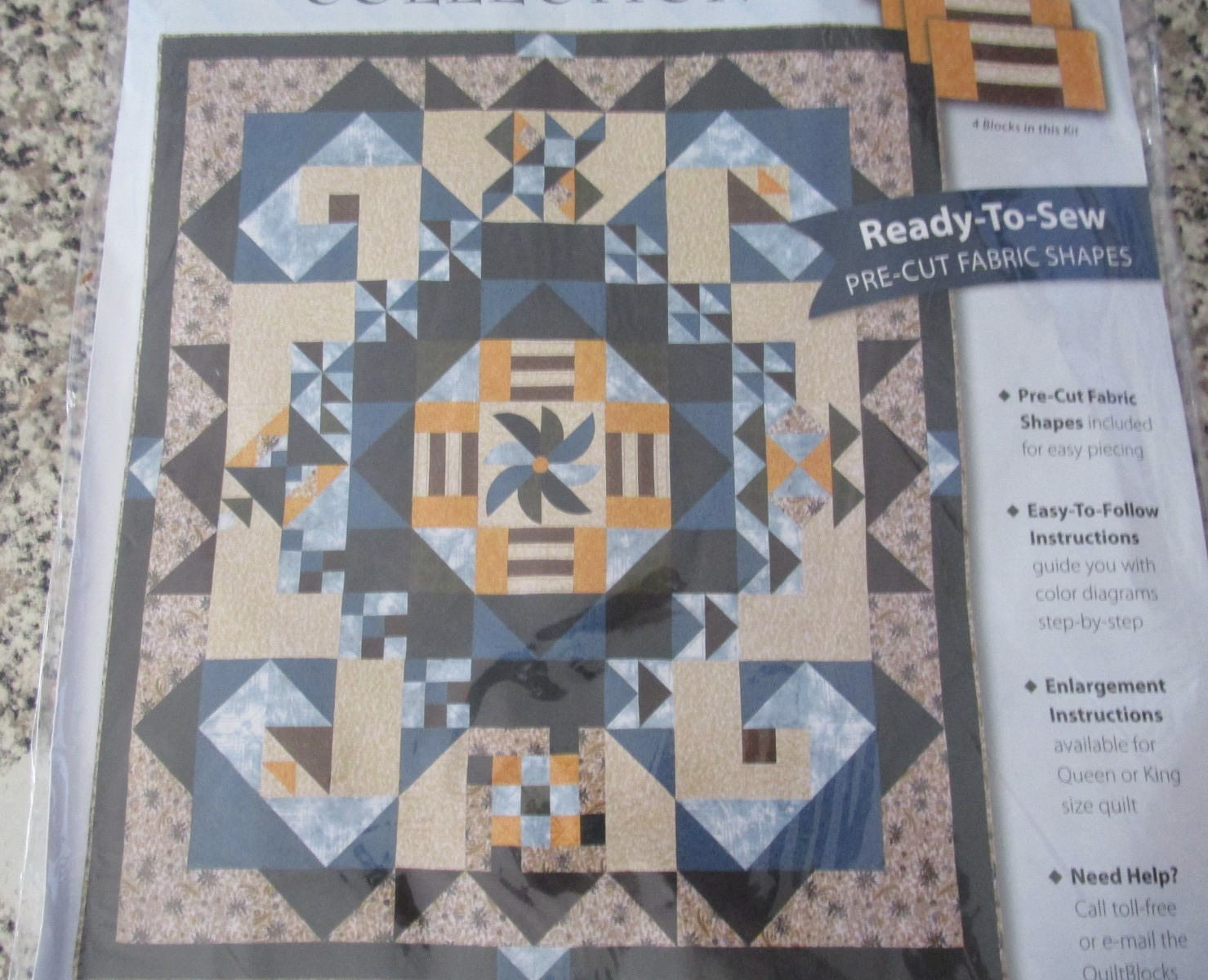 JoAnn Rhythm and Blues Quilt Block Of The Month Number 1 Sealed Makes 4
