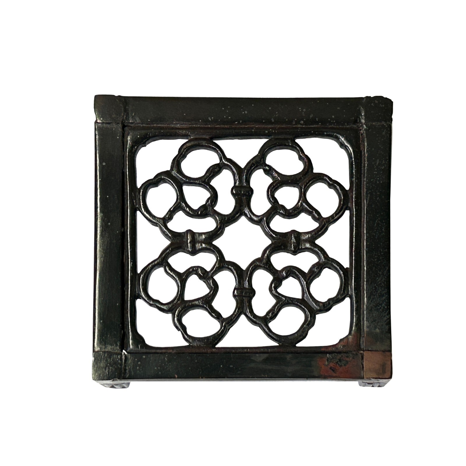 4.5″ Dark Brown Floral Open Pattern Square Wood Stand Riser ws4234