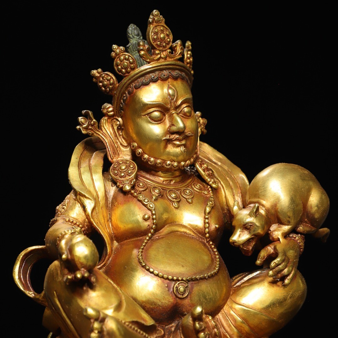 Bronze gilded statue of the Yellow God of Wealth Buddha