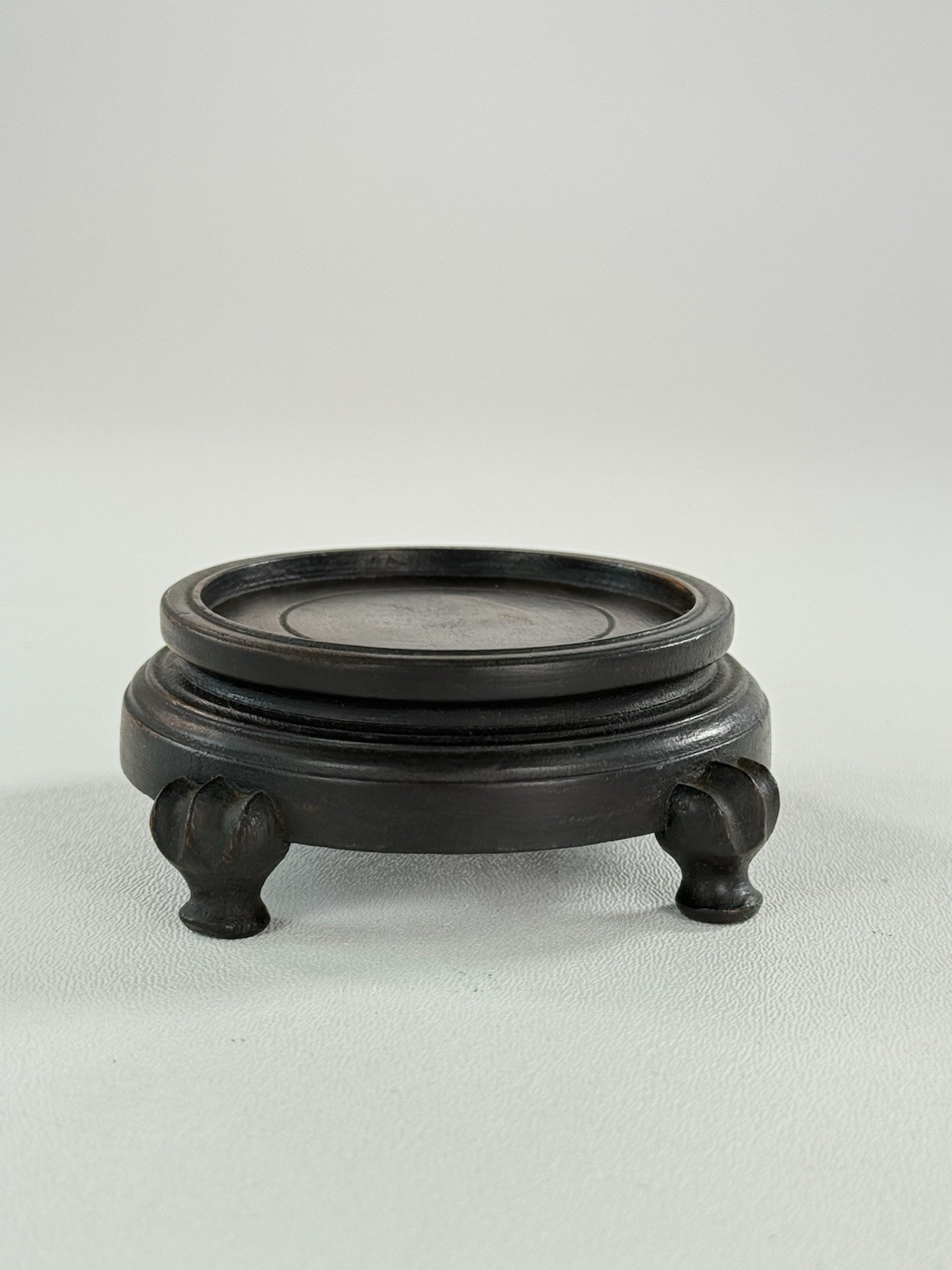Lot of 3 Vintage Asian Round Carved Wood Pedestal Stand Vase Display Bases