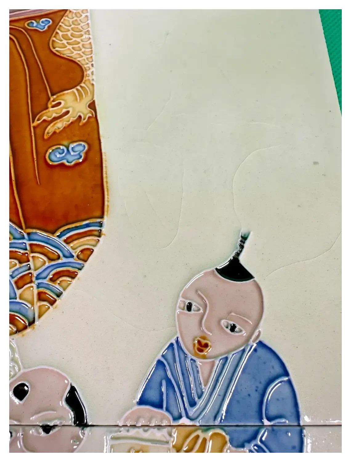 Vintage Chinese Tangsancai 6-Tile Mural Caishen God of Wealth Xi’an 18″ X 12″