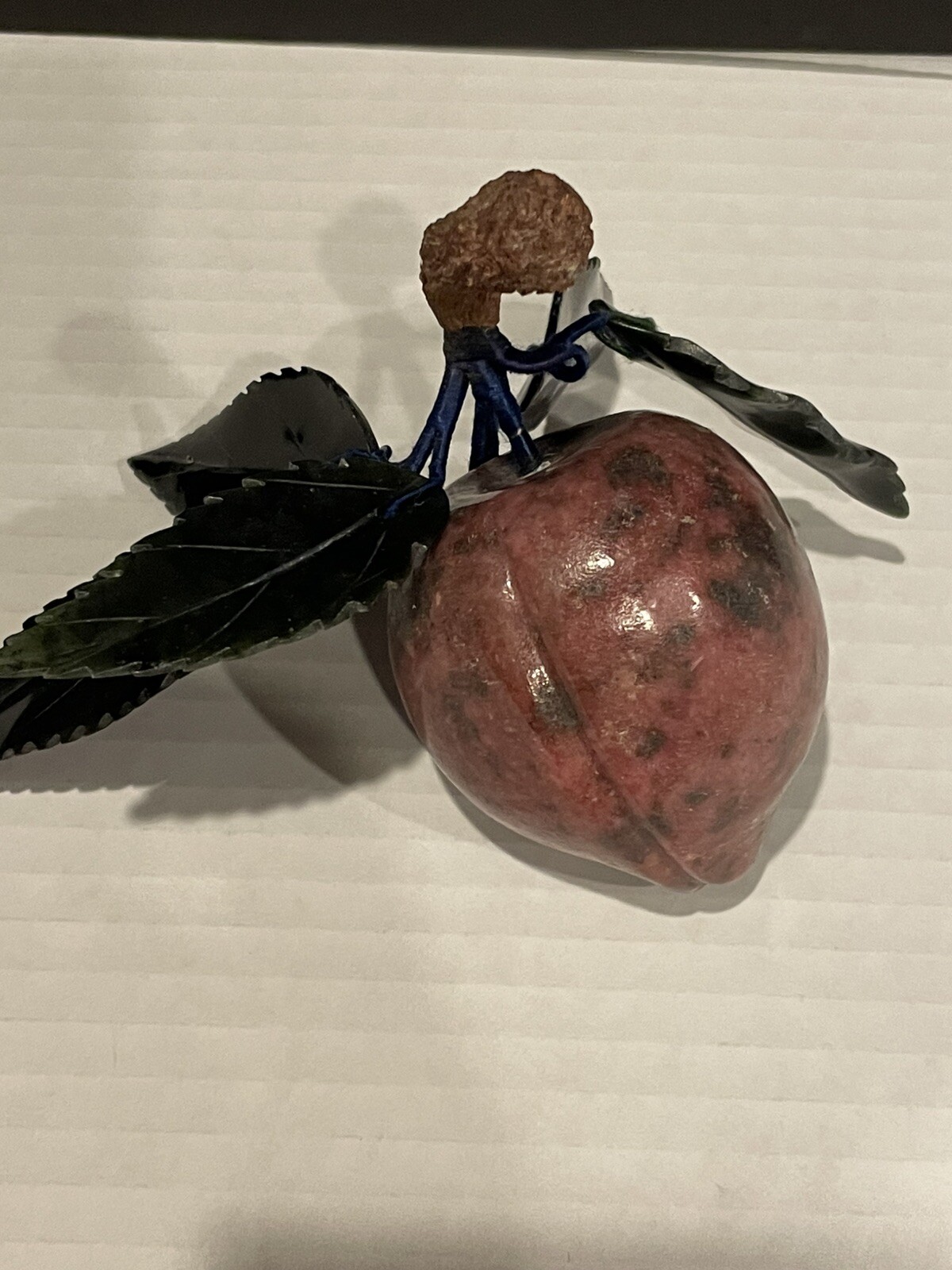 Vintage Asian Plum Heavy Stone Miniature Decorative Fruit Wood Stem 1950’s Rare