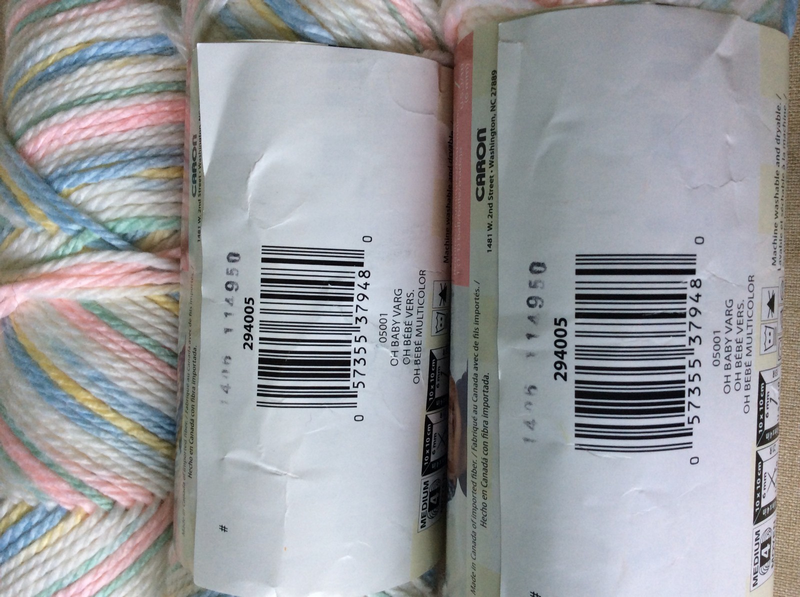 3 skeins Caron Simply Baby acrylic yarn Aran 85 g each Oh Baby variegated pastel