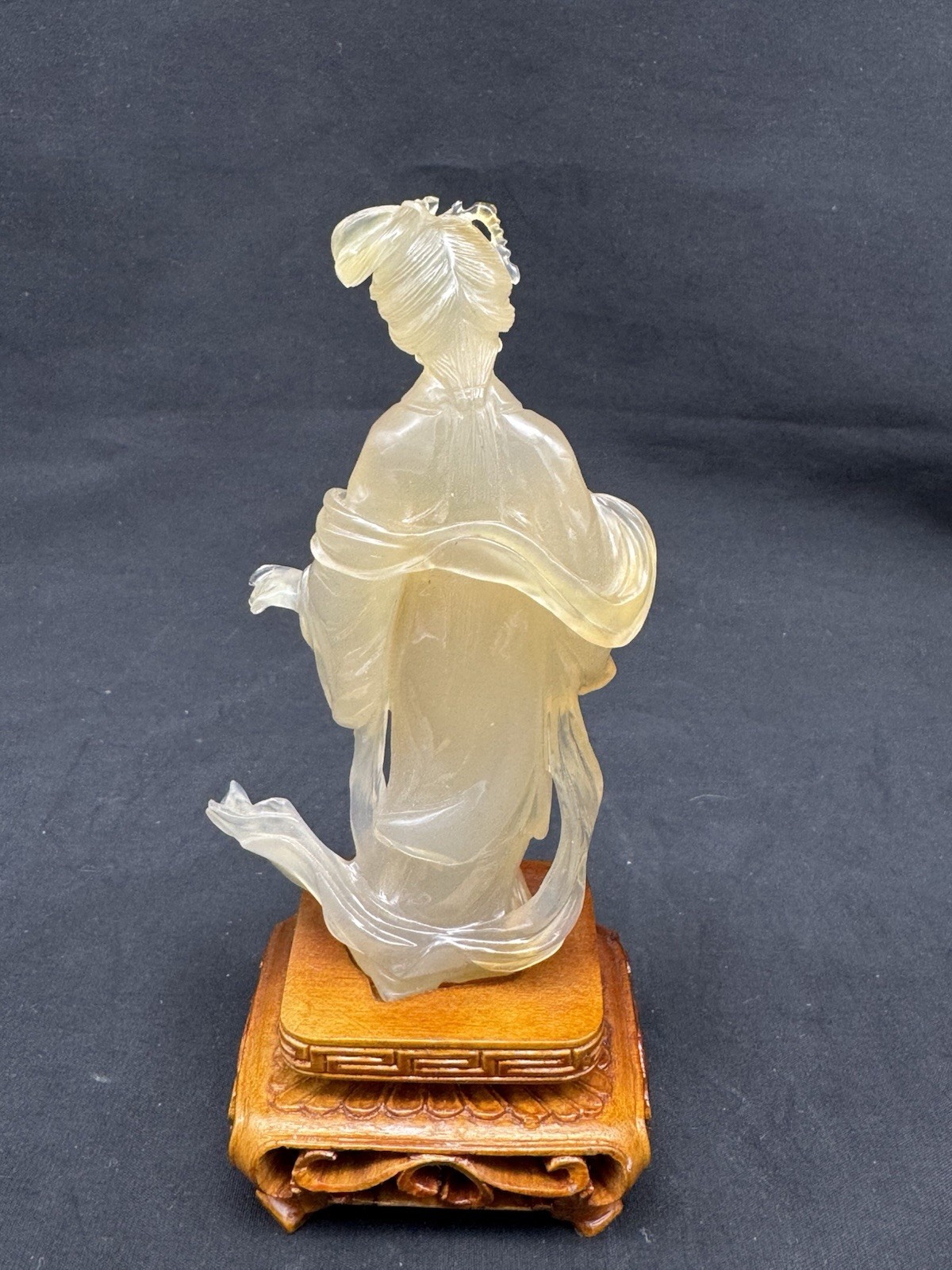 Chinese Carved Agate Stone Lady Sculpture, 4.5″