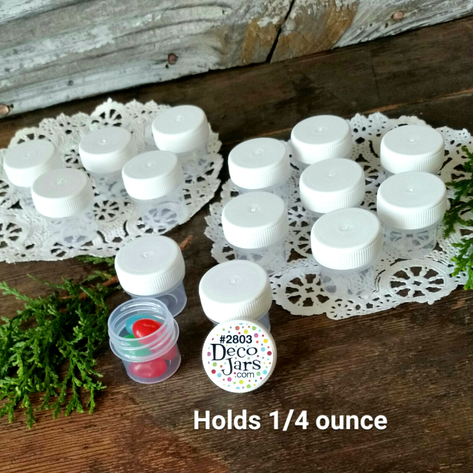 12 Vial WHITE Cap JAR Bottle Screw 1/4oz container sampler DecoJars #2803 USA