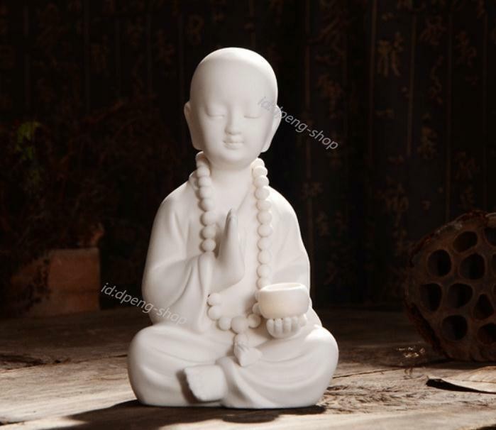 6.4″China White Porcelain Ceramics Lovable Little Monk Figurine Statue Statues95