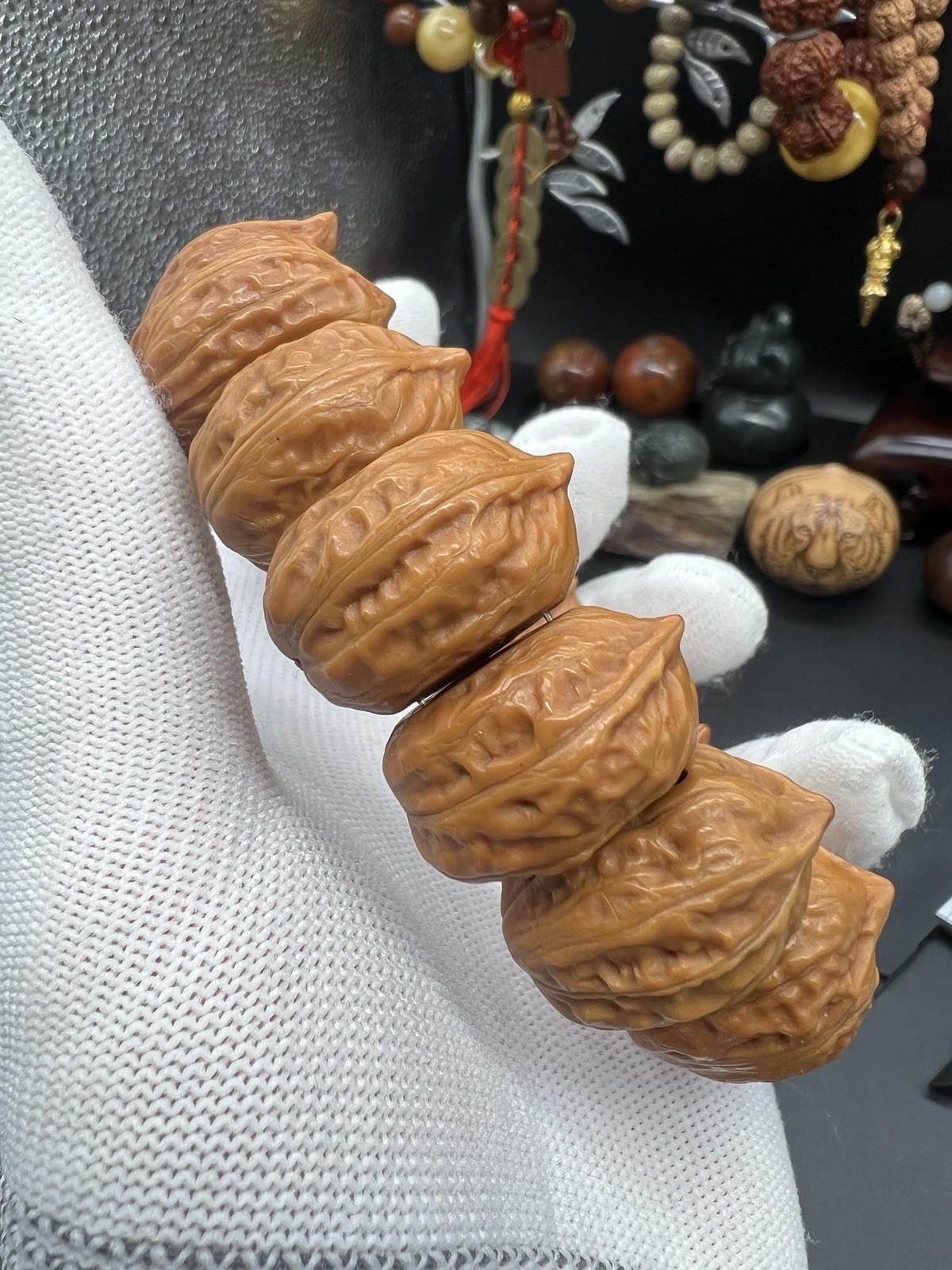 19×25mm Chinese Small Walnut Bracelet Collection纯野生小秋子侧切霸气大手牌手串